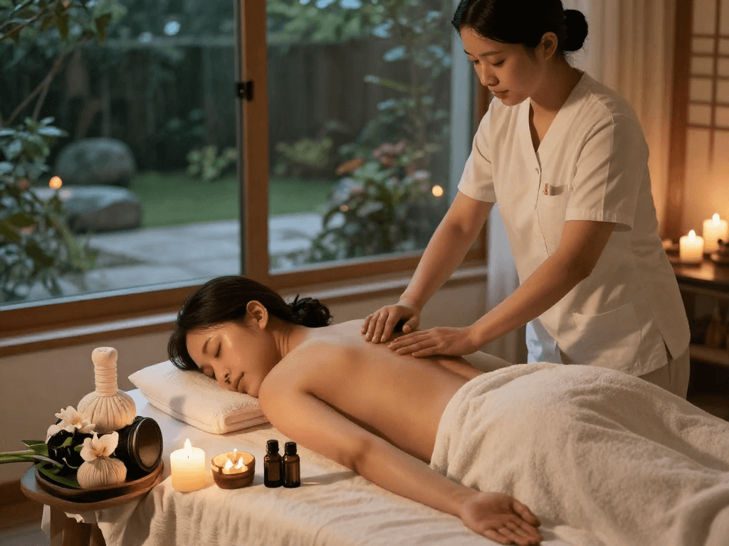 Experience an 인천출장마사지 in a tranquil home spa setting, showcasing relaxation and comfort.