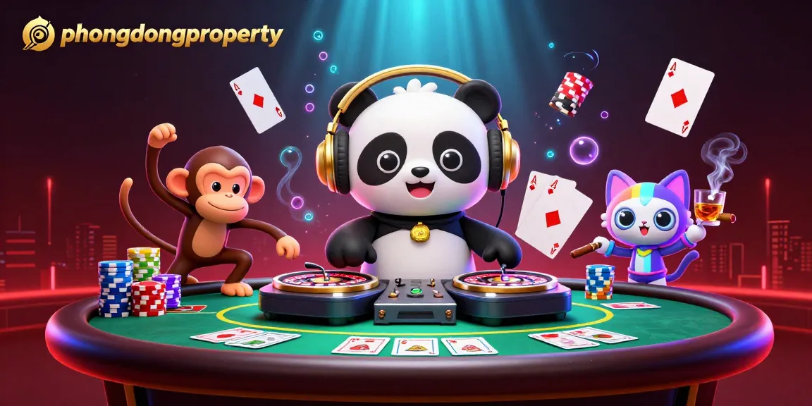 Experience thrilling games at phuongdongproperty with a vibrant 3D casino scene featuring cartoon characters.
