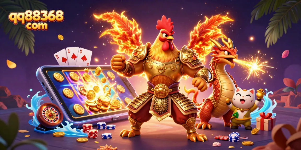 Engage in thrilling casino gameplay at qq88368 com with vibrant characters and festive game elements.