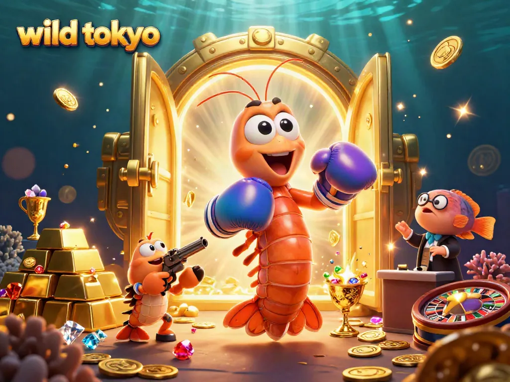 Join the wild tokyo gaming adventure with vibrant casino thematic characters surrounded by treasures and excitement.