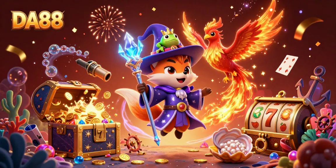 Experience the thrill of DA88's vibrant casino world with mystical characters and dynamic gaming elements.