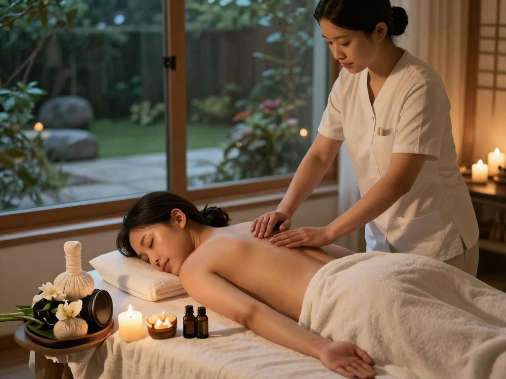 Experience an 인천출장마사지 in a tranquil home spa setting, showcasing relaxation and comfort.