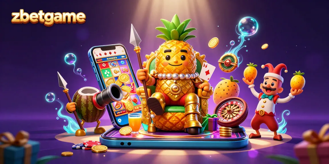 Experience zbetgame excitement with the golden pineapple king and dynamic casino elements.