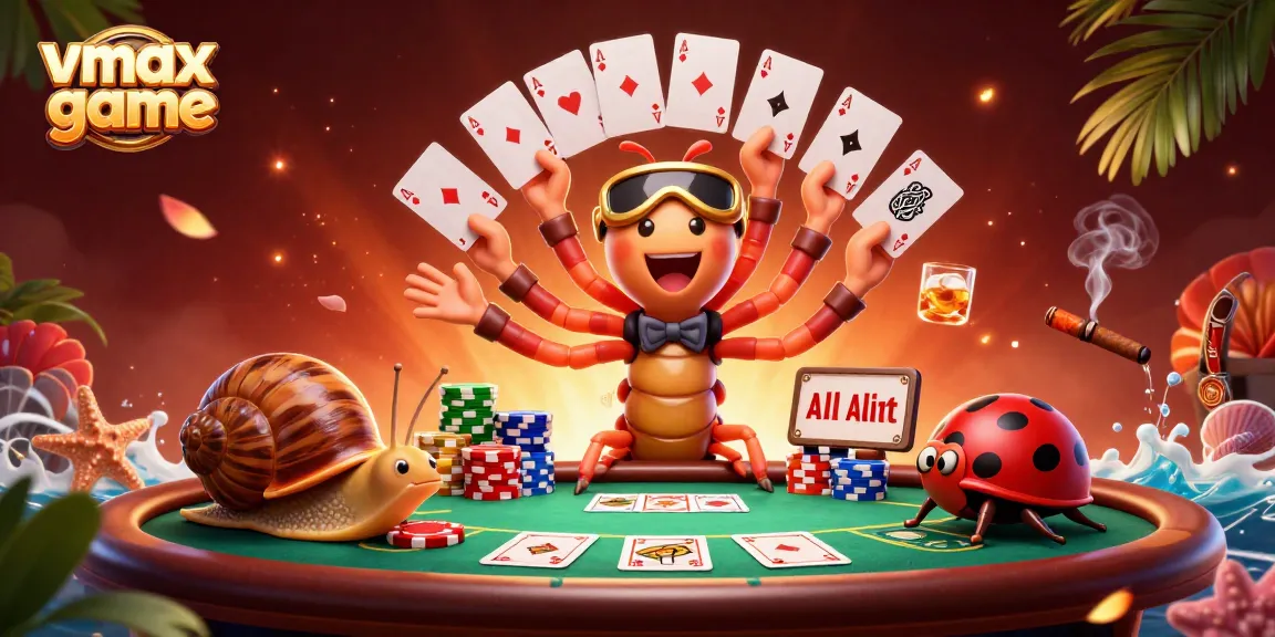 Engage with exciting vmax game action featuring a unique dealer and thrilling poker atmosphere.