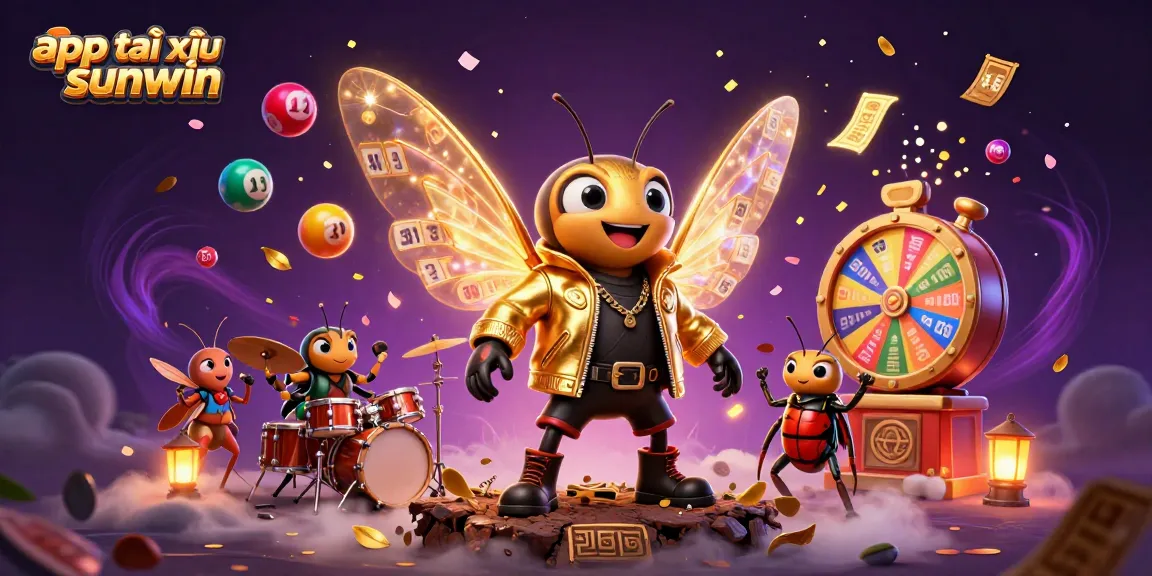 Play app tài xỉu sunwin with vibrant lottery elements and energetic characters in a thrilling casino scene.