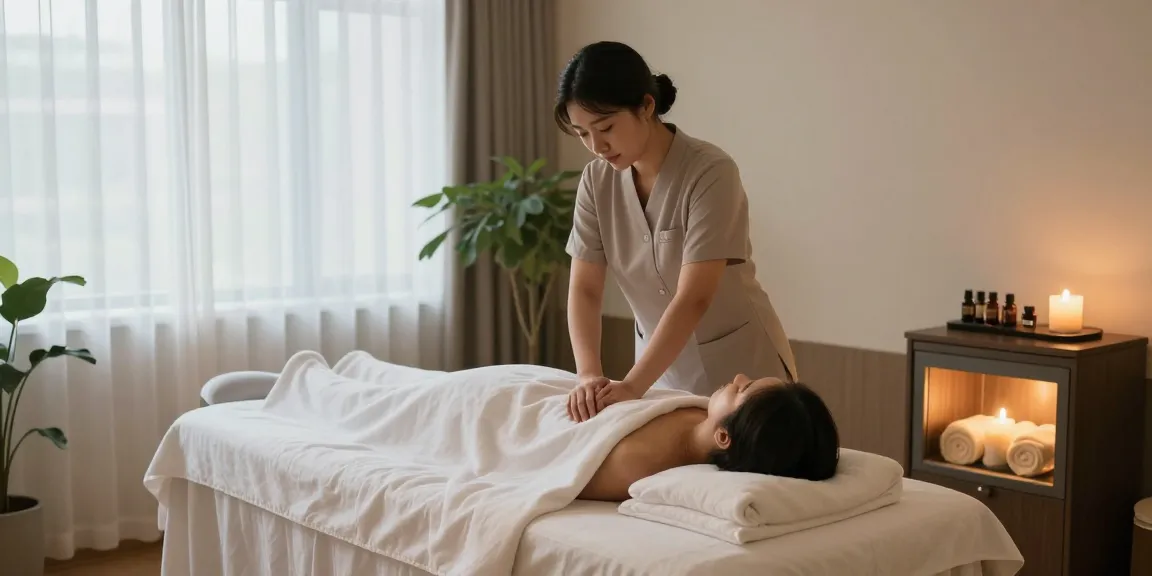 Rejuvenating 김포출장안마 experience in a serene spa setting with a massage therapist.