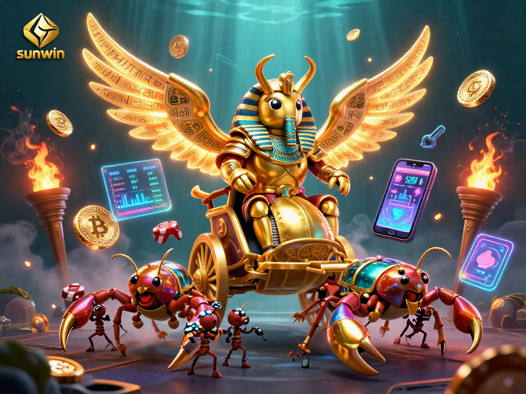 sunwin players engage in thrilling gaming with vibrant casino elements and coins.