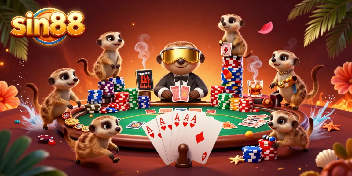 Experience the action at sin88 with meerkats operating a lively casino scene.
