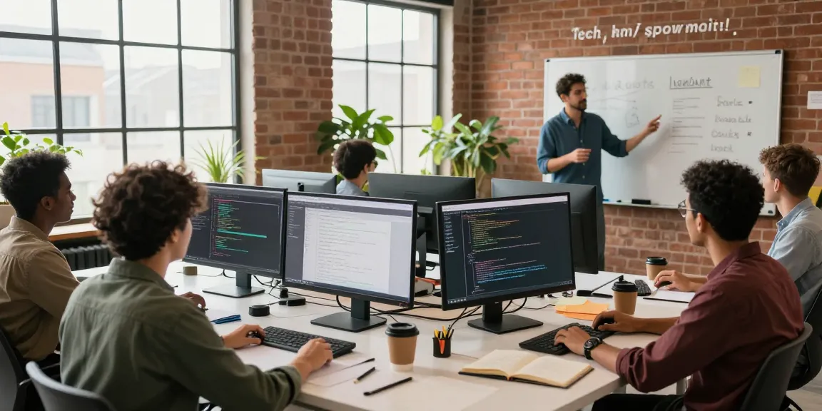 Dynamic software development team collaborating in a modern workspace at WPS Official Website.